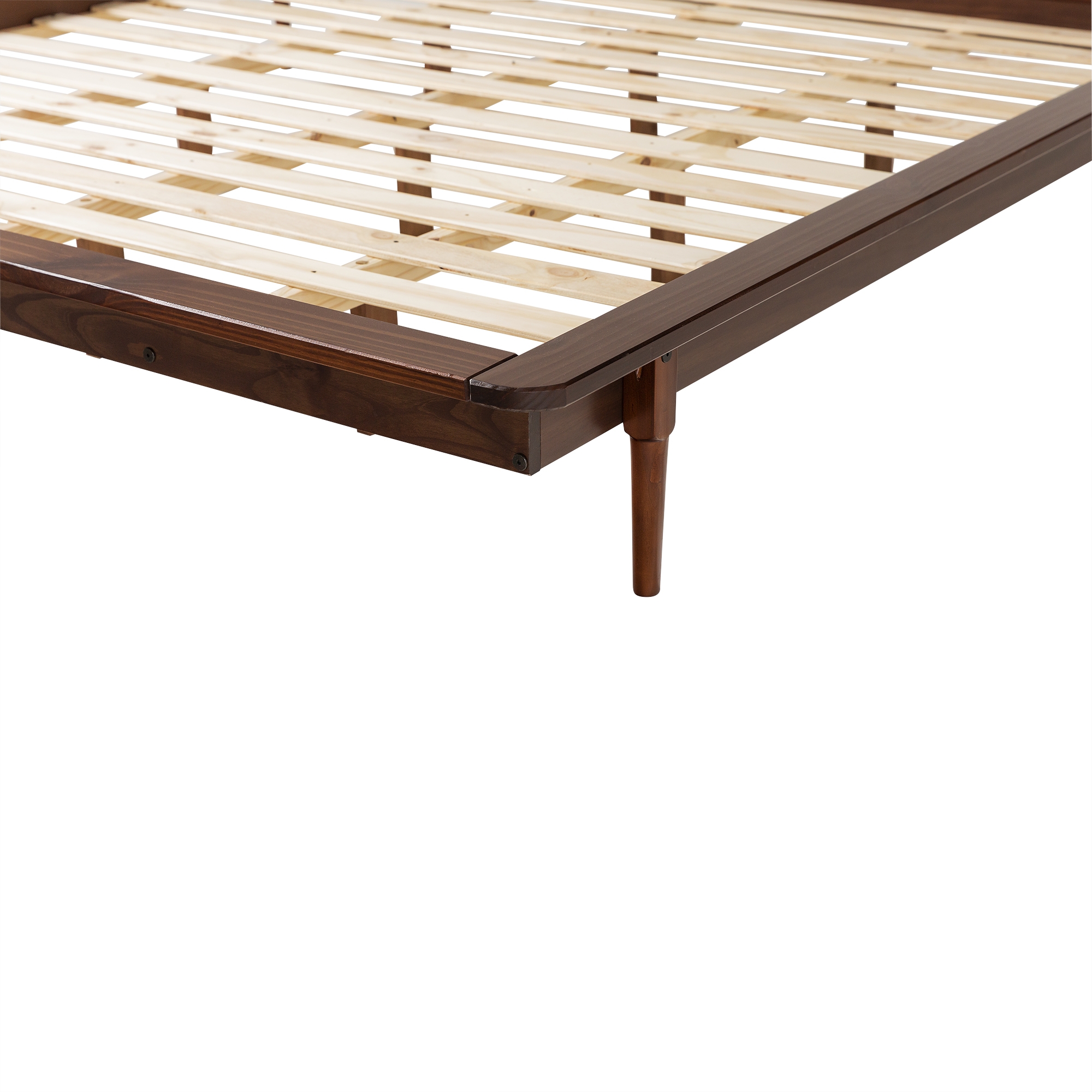 King Mid Century Modern Solid Wood Platform Bed - Walnut - Image 4