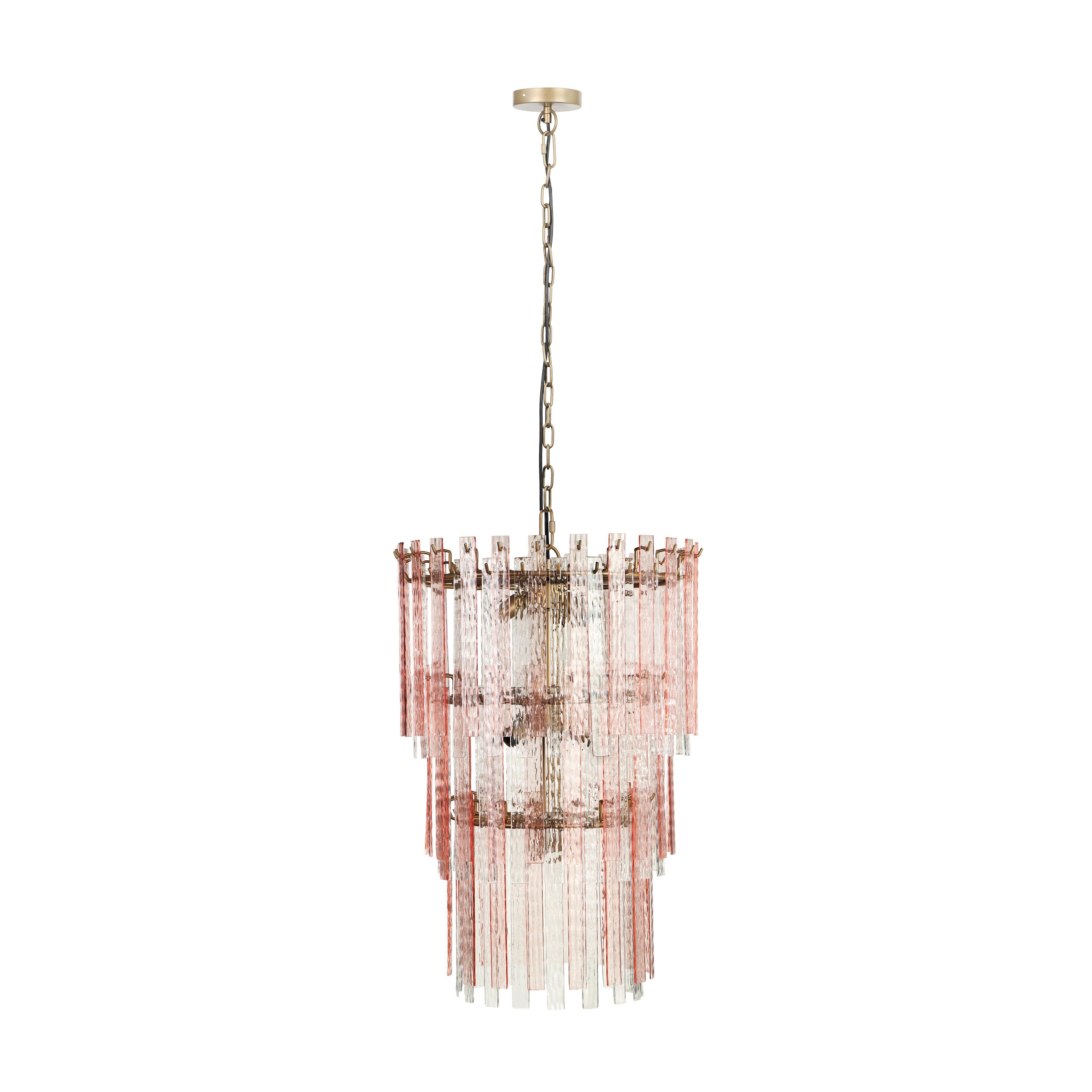Hampshire Pink Acrylic 3-Tier Chandelier - Image 0