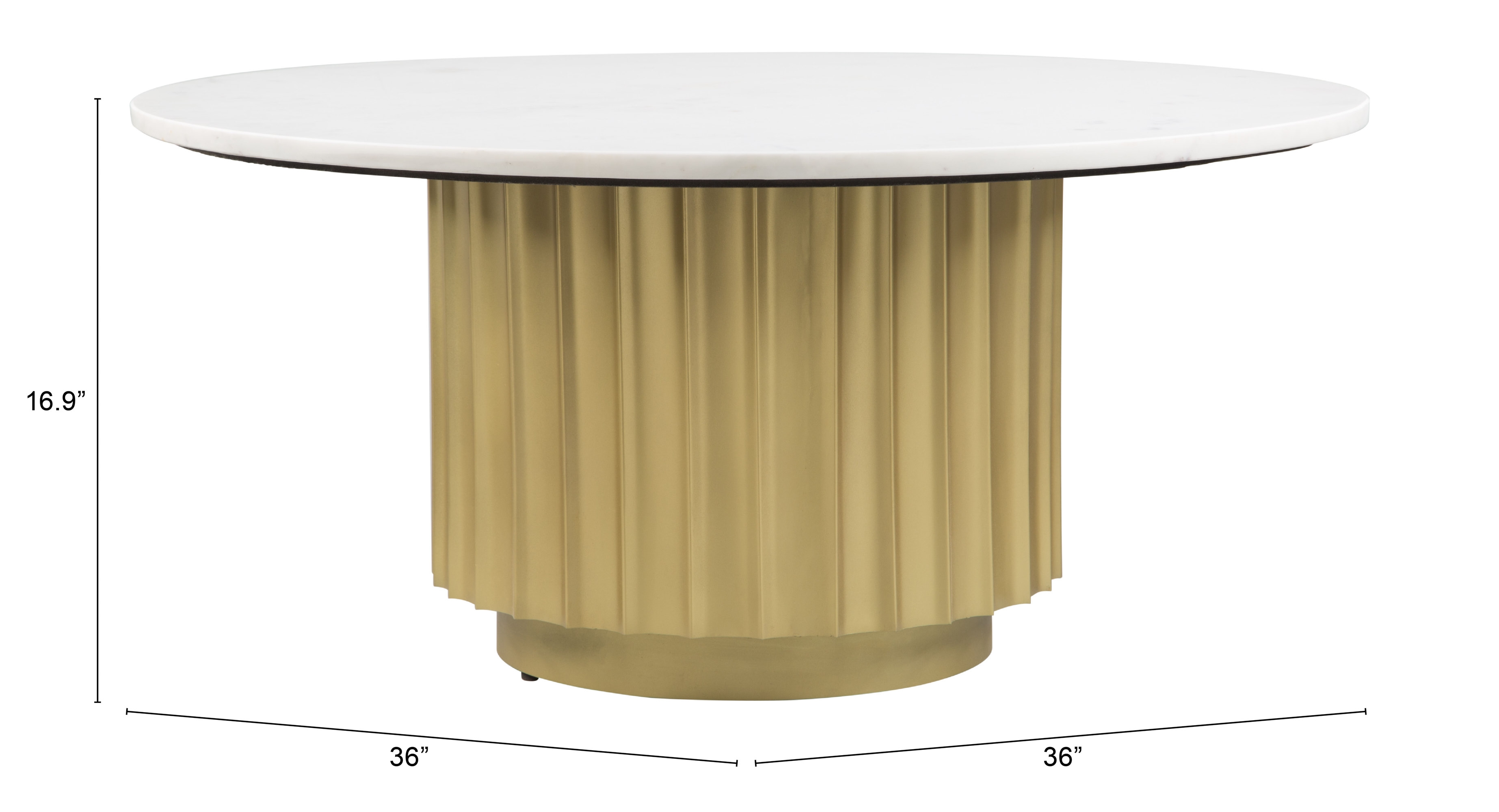 Justin Coffee Table White & Gold - Image 4