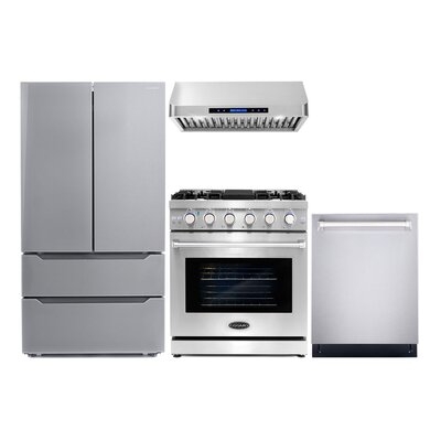 3 Piece Kitchen Package with French Door Refrigerator & 30" Freestanding Gas Range - Image 0
