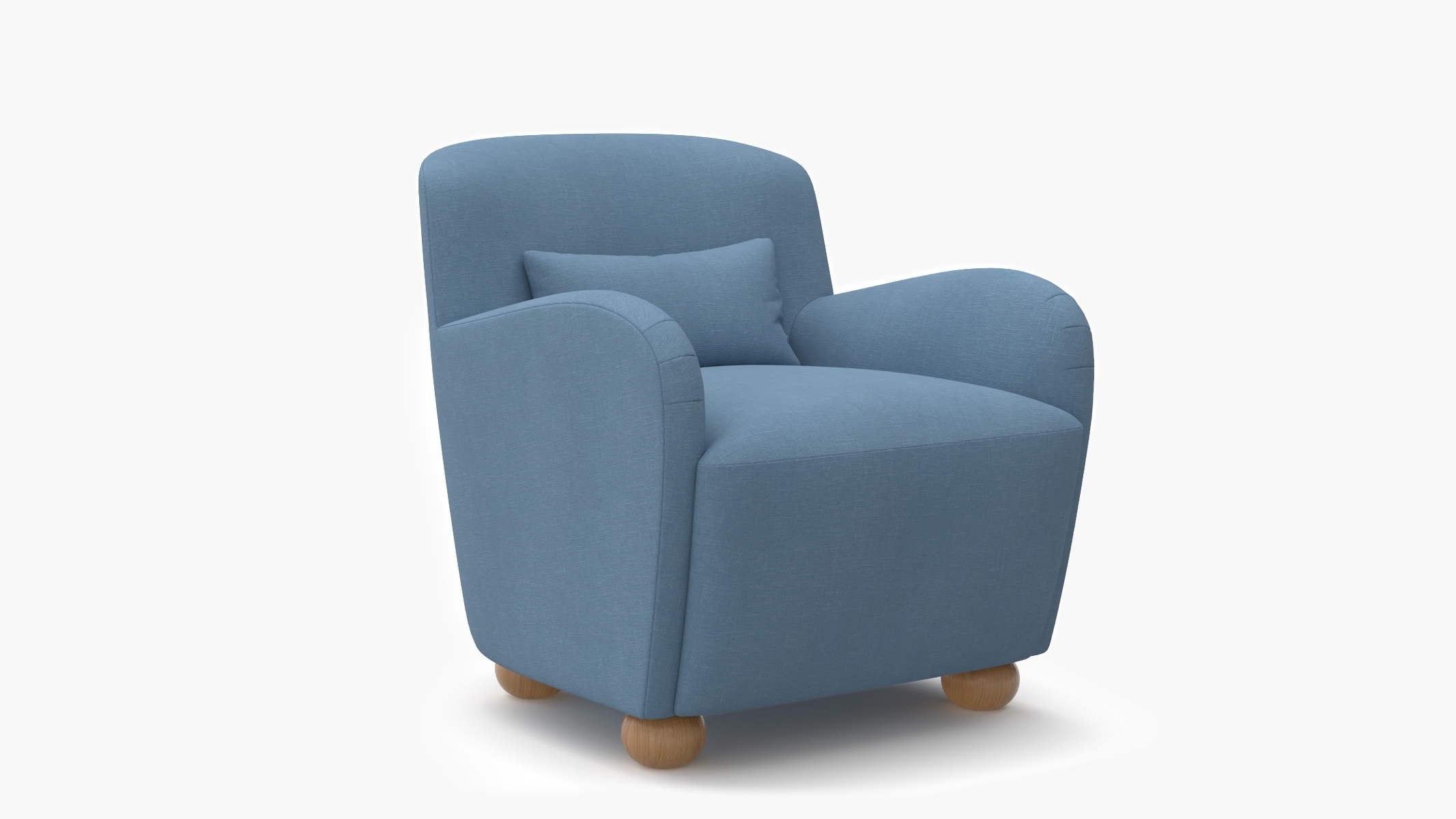 Club Chair, French Blue Everyday Linen, Natural Bun Foot - Image 1