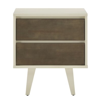 Aschraf 2 - Drawer Solid Wood Nightstand in White/Brown - Image 0