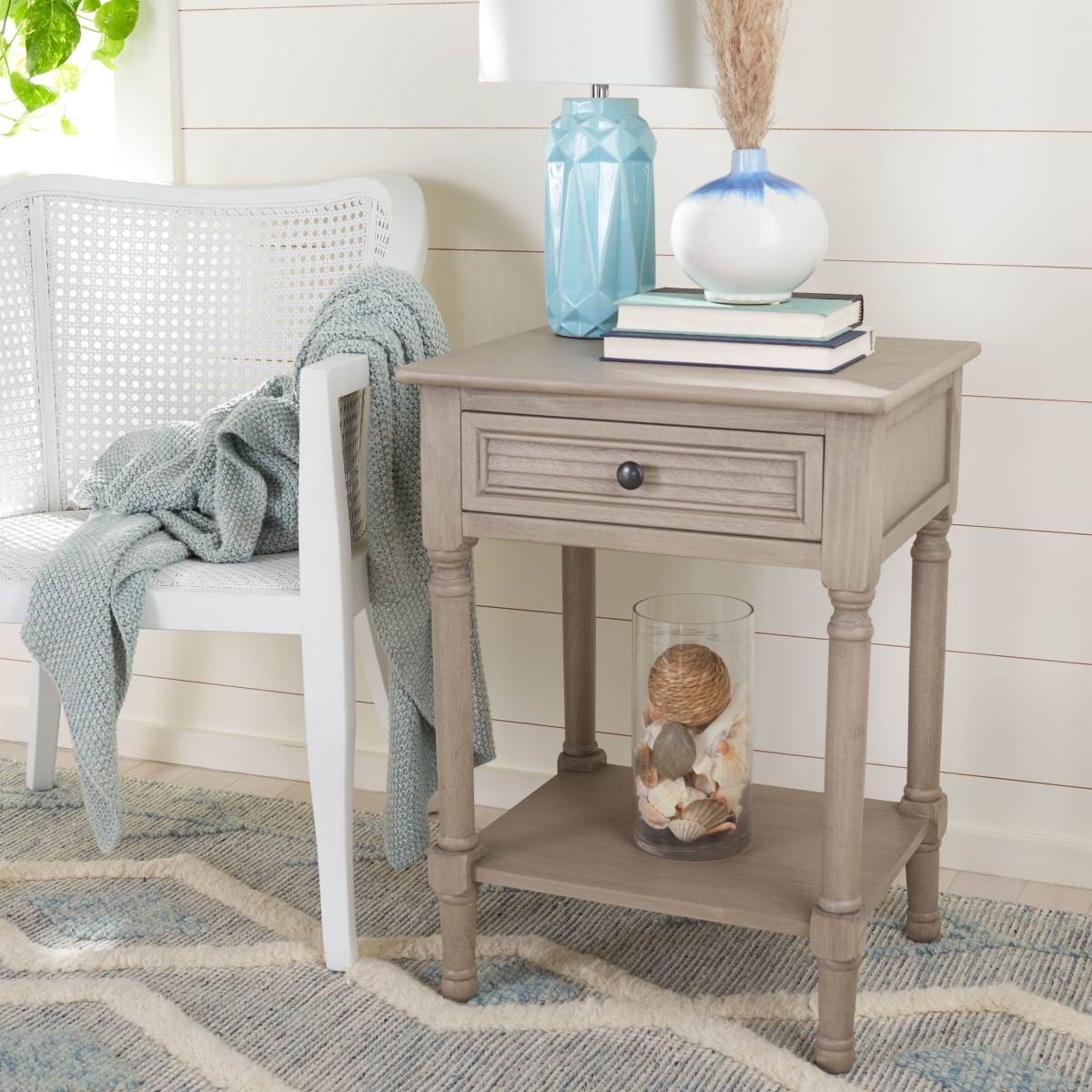 Tate 1 Drawer Accent Table - Greige - Safavieh - Image 1
