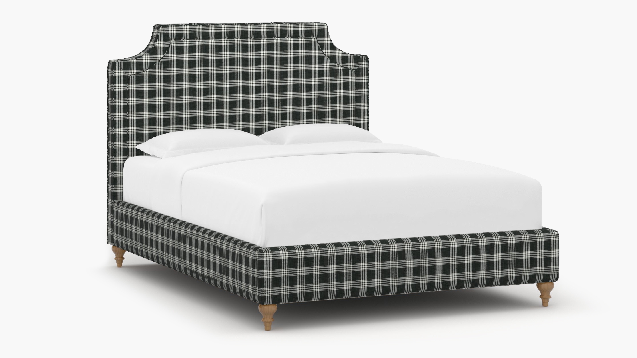 Deco Bed, Barnegat Plaid, Natural Traditional Turned Leg, Twin - Image 1