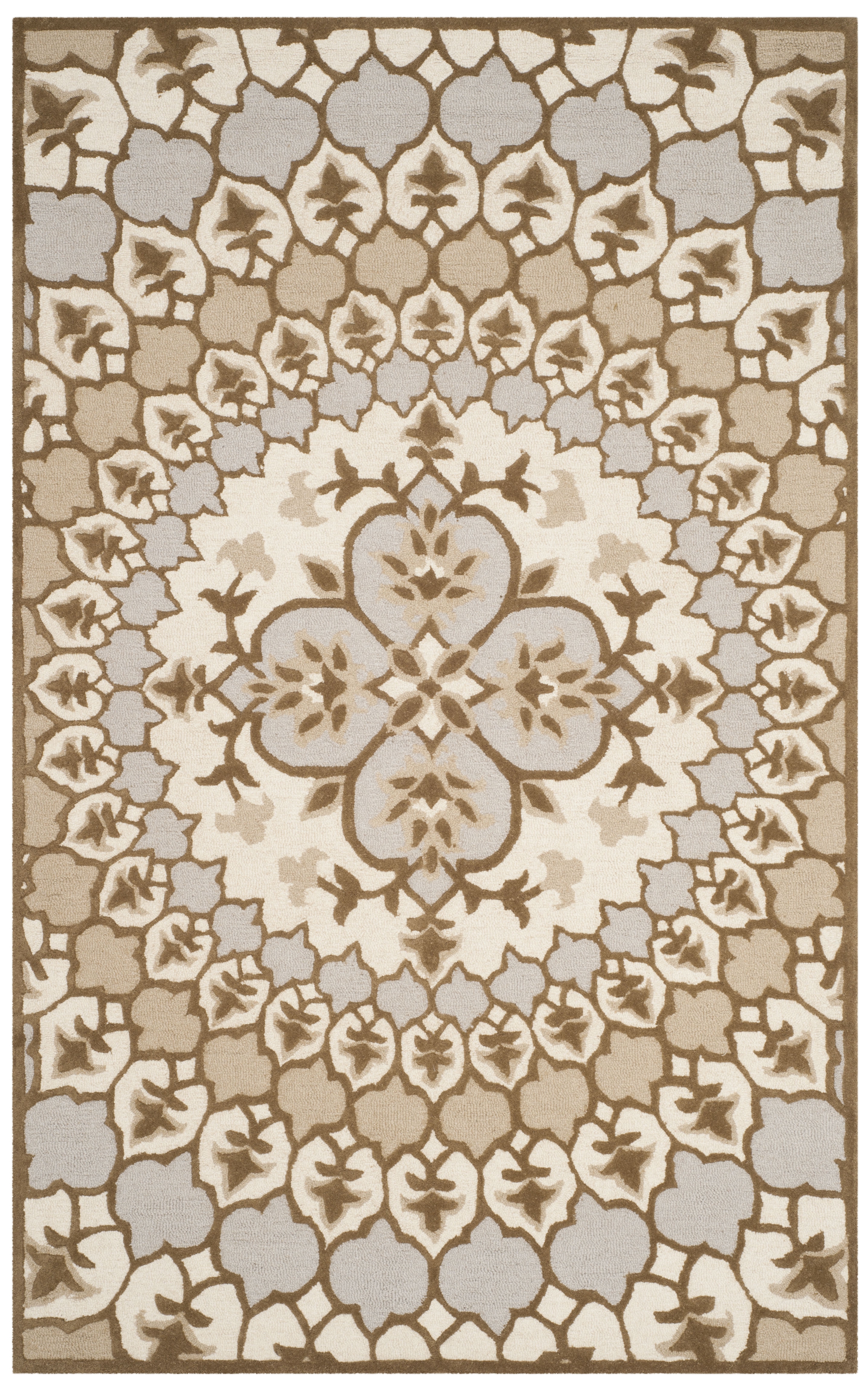 Arlo Home Hand Tufted Area Rug, BLG610B, Ivory/Dark Beig,  5' X 8' - Image 0