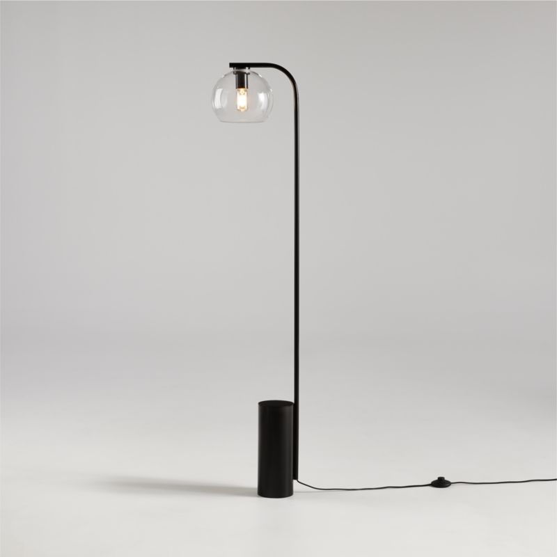 Arren Black Floor Lamp with Clear Round Shade 56" - Image 2