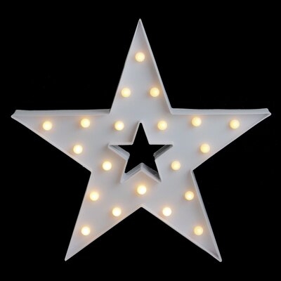 15" Battery Operated LED Lighted Star Christmas Marquee Sign - Image 0