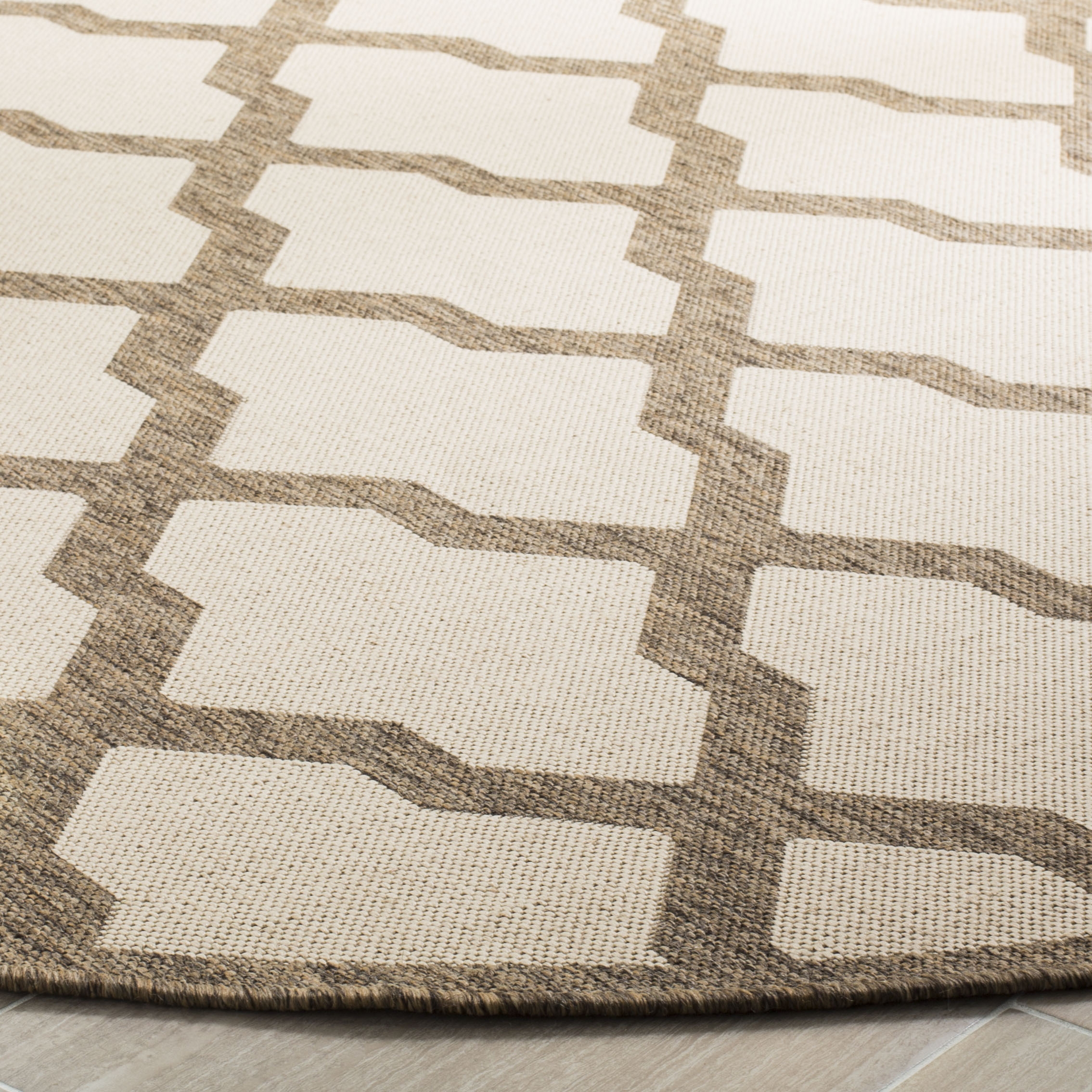 Arlo Home Indoor/Outdoor Woven Area Rug, LND122C, Cream/Beige,  6' 7" X 6' 7" Round - Image 2
