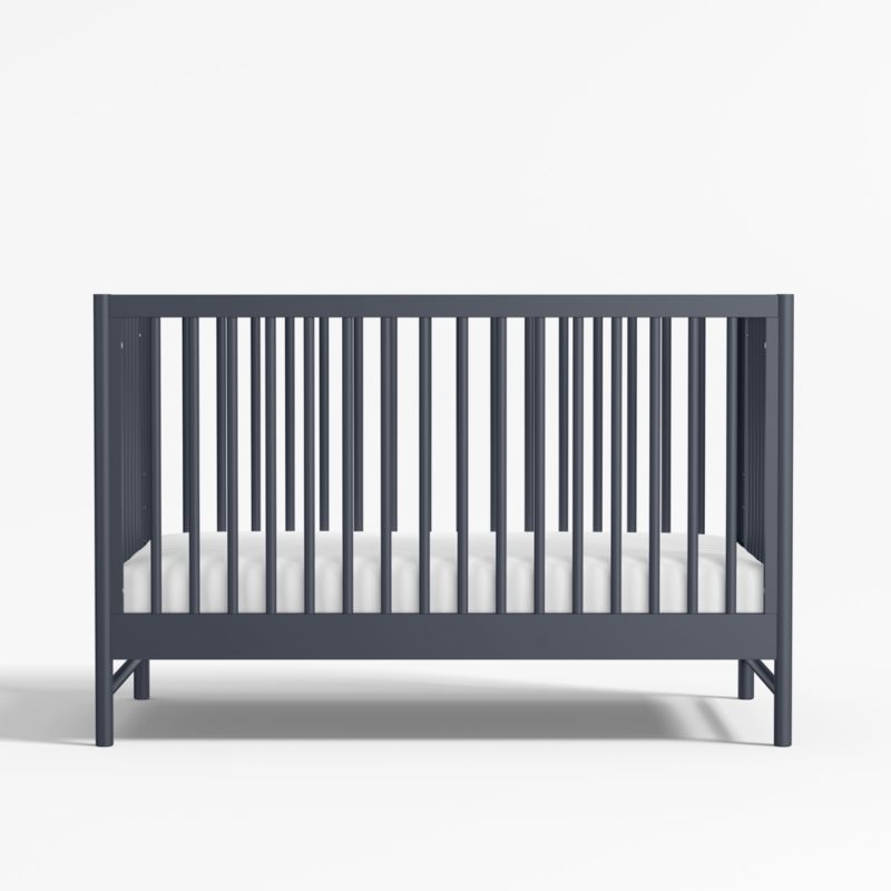 Classic Deep Navy Blue Wood Convertible Baby Crib - Image 3