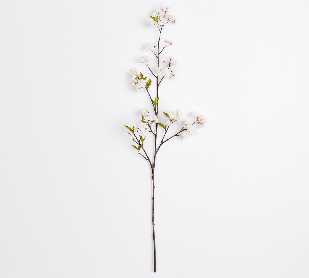 Faux Clustered Cherry Blossom Branch, White, 45"H - Image 0