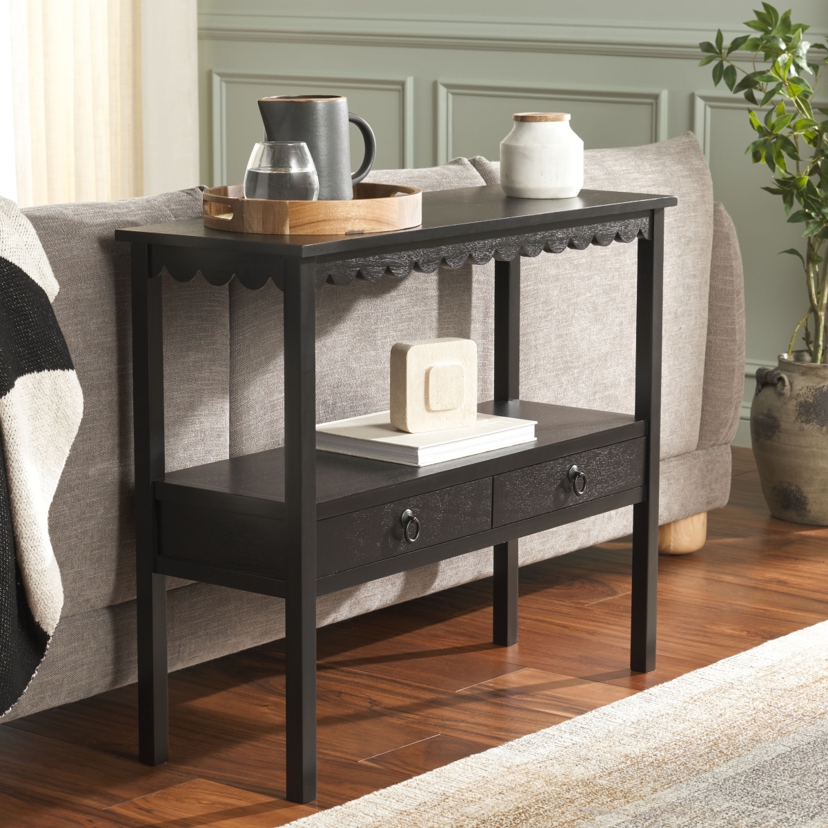 Haven Lower 2 Drawer Console - Matte Black - Image 1