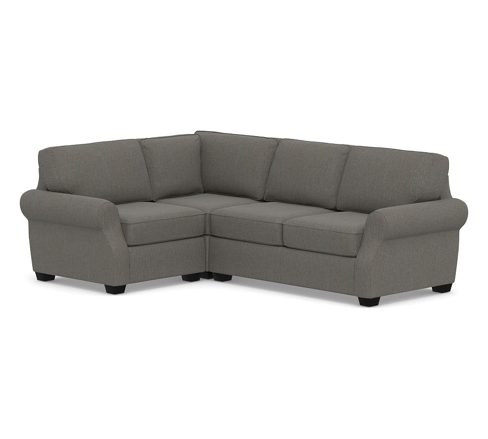 SoMa Fremont Roll Arm Upholstered Right Arm 3-Piece Corner Sectional, Polyester Wrapped Cushions, Chenille Basketweave Charcoal - Image 0