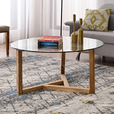 Round Glass Coffee Table Modern Cocktail Table With Tempered Glass - Image 0