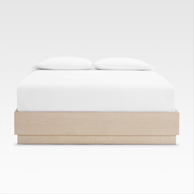 Batten White Oak Queen Bed Plinth-Base - Image 0