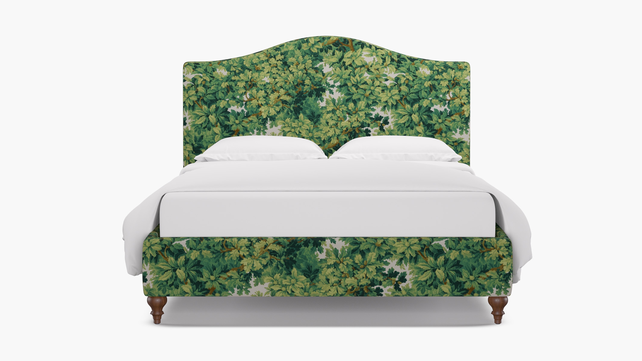 Camelback Bed, Verdure Bois De Chene, Walnut Traditional Turned Leg, Queen - Image 0