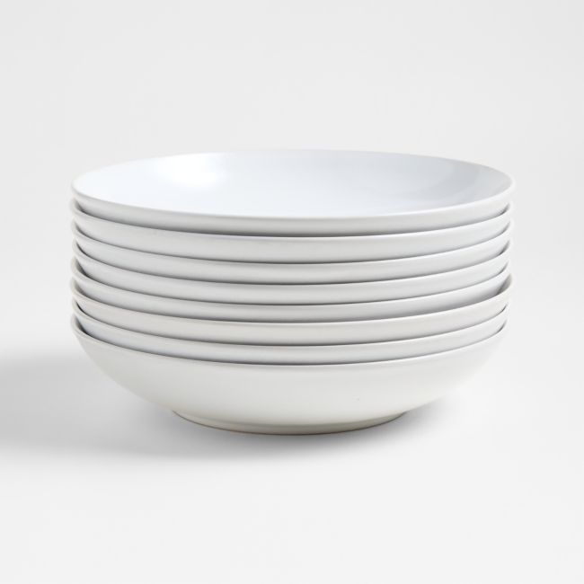 Craft White Stoneware Low Bowls, Set of 8 - Image 0