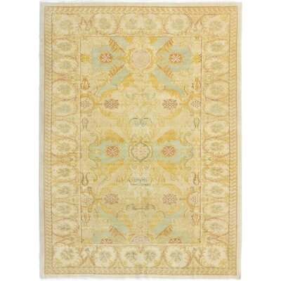 One-of-a-Kind Joan Hand-Knotted 2010s Keisari Ivory 6' x 8'8" Wool Area Rug - Image 0