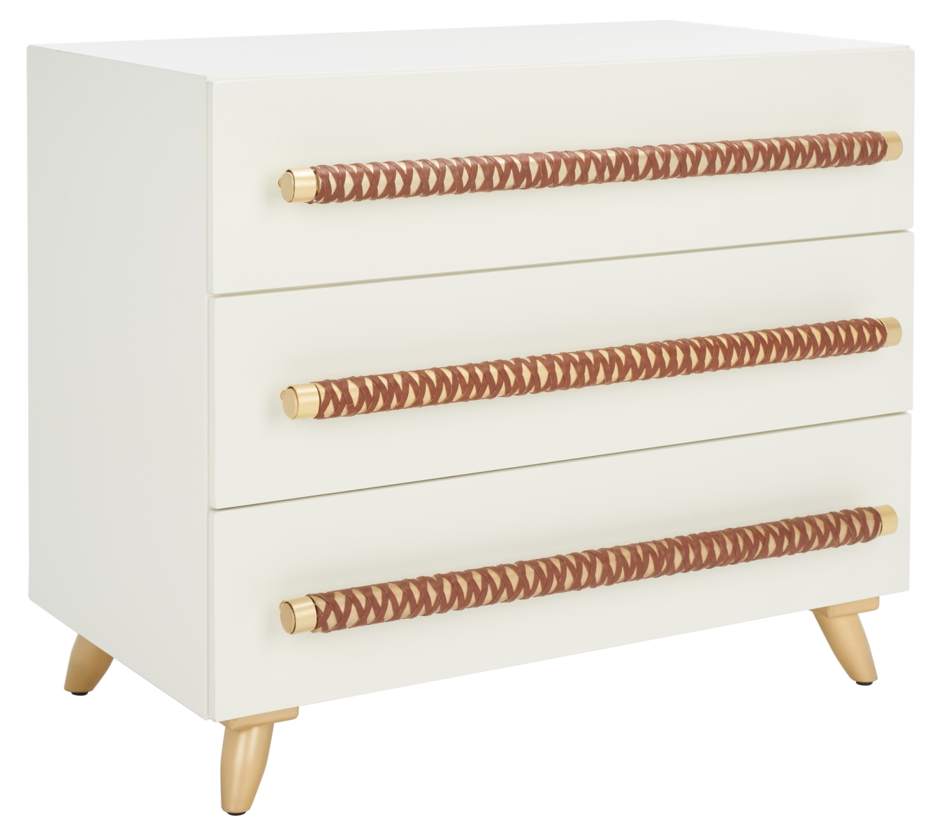 Raquel 3 Drawer Chest - White / Gold - Safavieh - Image 7