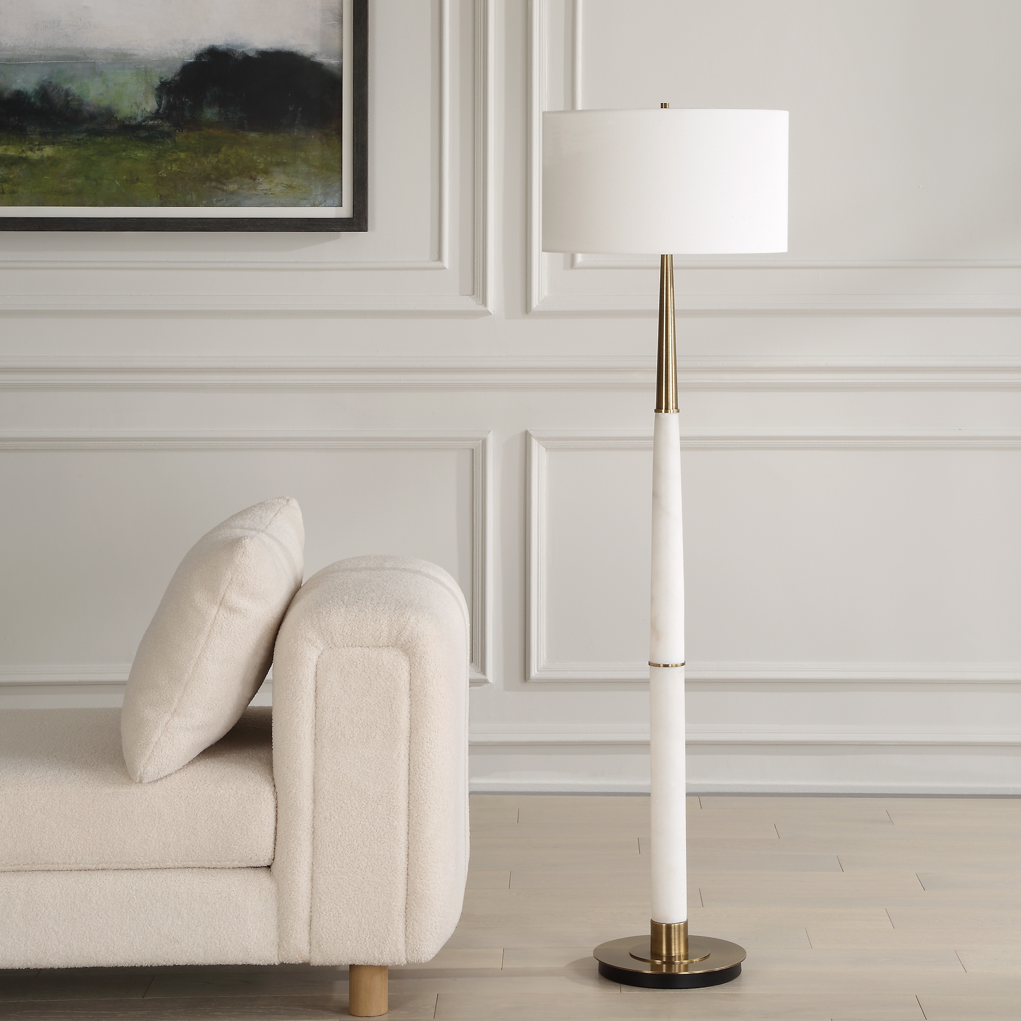 Faro White Marble Floor Lamp - Image 2
