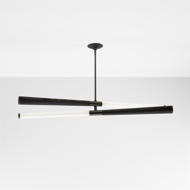 Colt Linear LED Wood Black Chandelier Light - Image 0