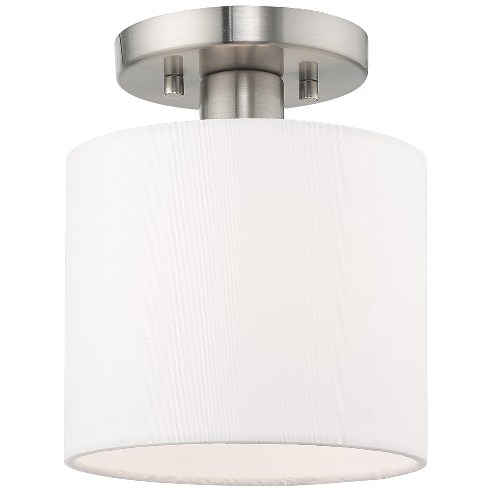 Clark 7" Wide Brushed Nickel Off-White Shade Modern Ceiling Light - Style # 94M56 - Image 0