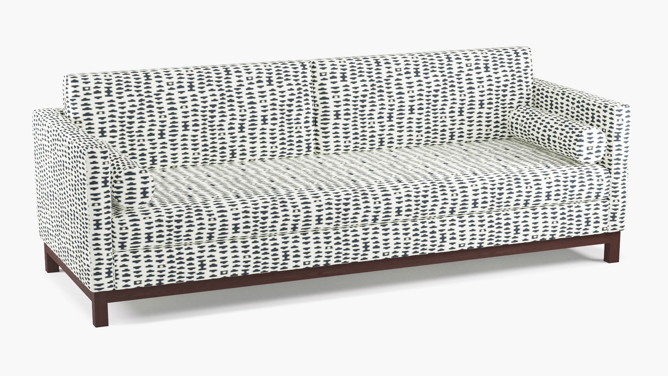 Tailored Tuxedo Sofa, Ivory Odalisque, Espresso Wood Rail - Image 1