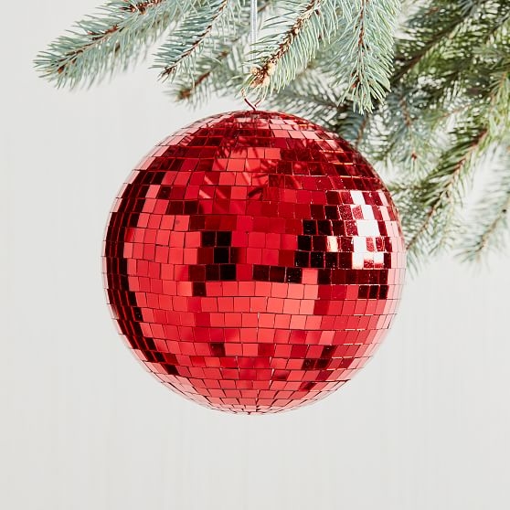 Disco Ball Ornament, Red, Large - Image 0