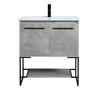 Kinley Single Sink Vanity Cabinet, 2 Door, Concrete Gray, 30" - Image 0