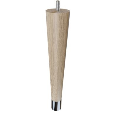 6" Round Tapered White Oak Leg With 1" Brushed Aluminum Ferrule And Clear Coat Finish - Image 0