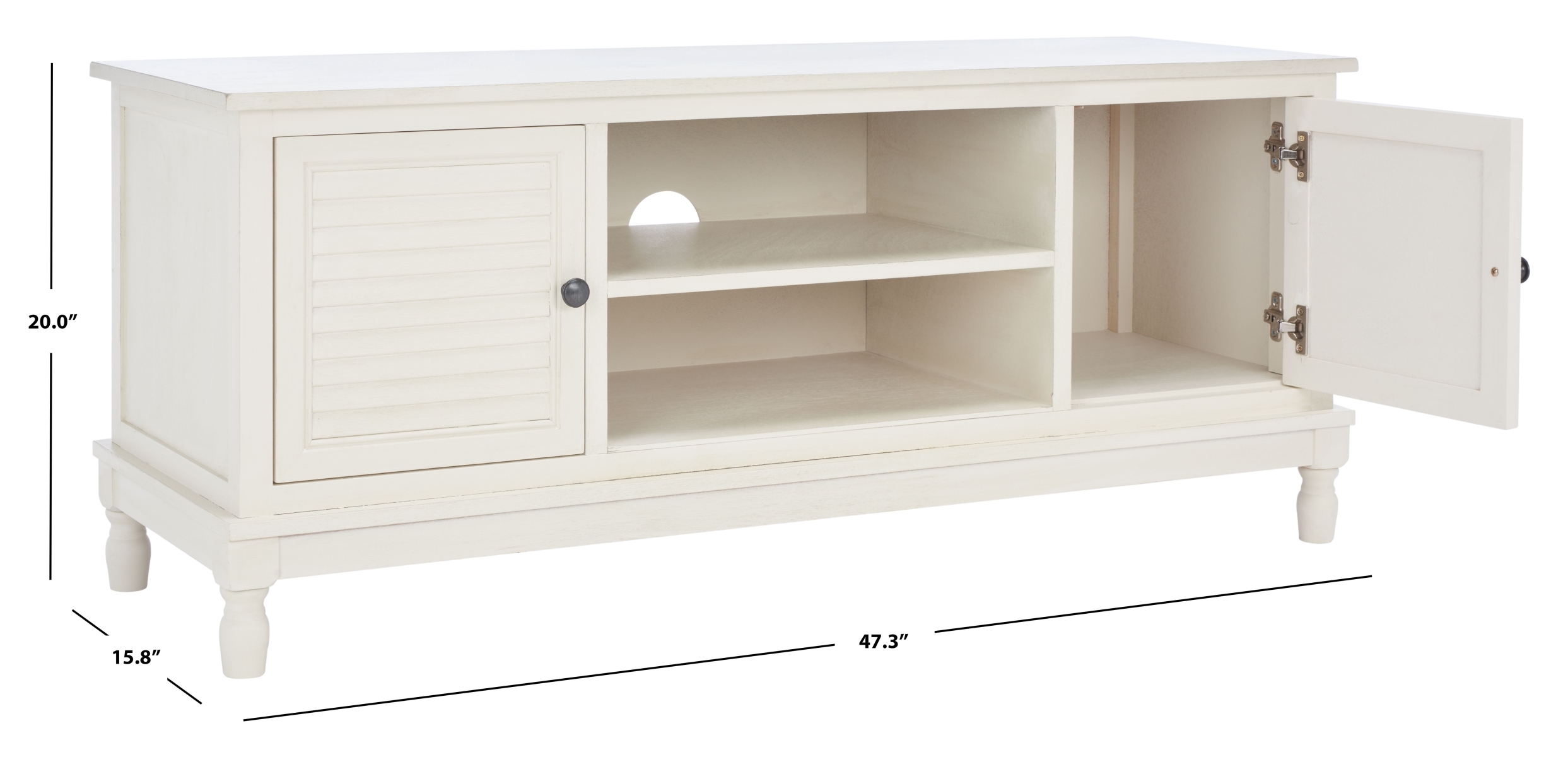 Tate 2 Door 1 Shelf Media Stand - Distressed / White - Safavieh - Image 9