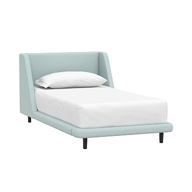 Mod Wingback Platform Upholstered Bed, Twin, Performance Everyday Velvet Light Pool - Image 0