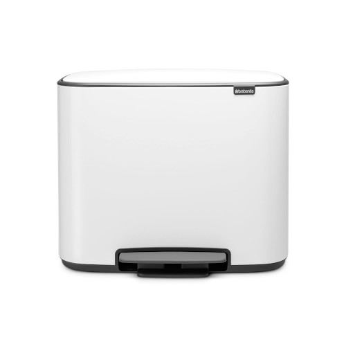 Brabantia Bo Step On Dual Compartment Recycling Trash Can, 3x6 Gallon, White - Image 0