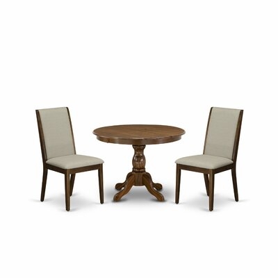 Alcott Hill® FA297220815B47A59CF874F0EBA581E4 3 Piece Table Set - Dining Room Table With 2 Grey Kitchen Chairs - Acacia Walnut Finish - Image 0