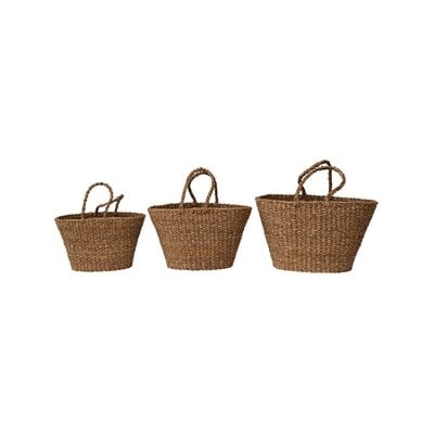 Hand-Woven Seagrass Totes With Handles, Set Of 3 - Image 0