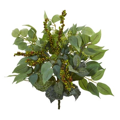 14 Mixed Ficus, Fittonia And Berries Bush Artificial Plant (Set Of 6)" - Image 0