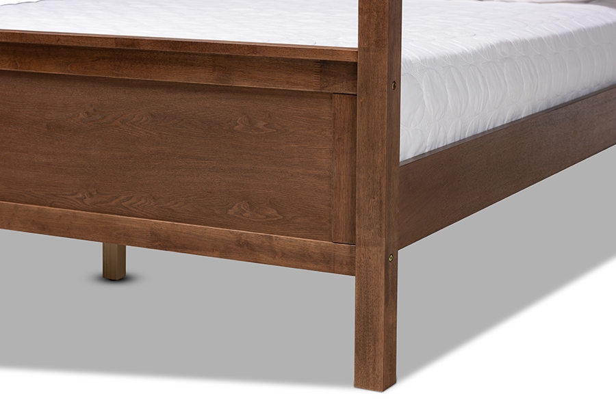 Veronica Modern and Contemporary Walnut Brown Finished Wood Queen Size Platform Canopy Bed - Image 5