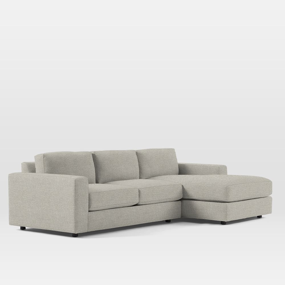 Urban 106" Right 2-Piece Chaise Sectional, Twill, Dove, Down Blend Fill - Image 0