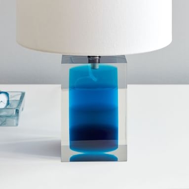 Resin Table Lamp, Blue Layers, Rectangle - Image 2