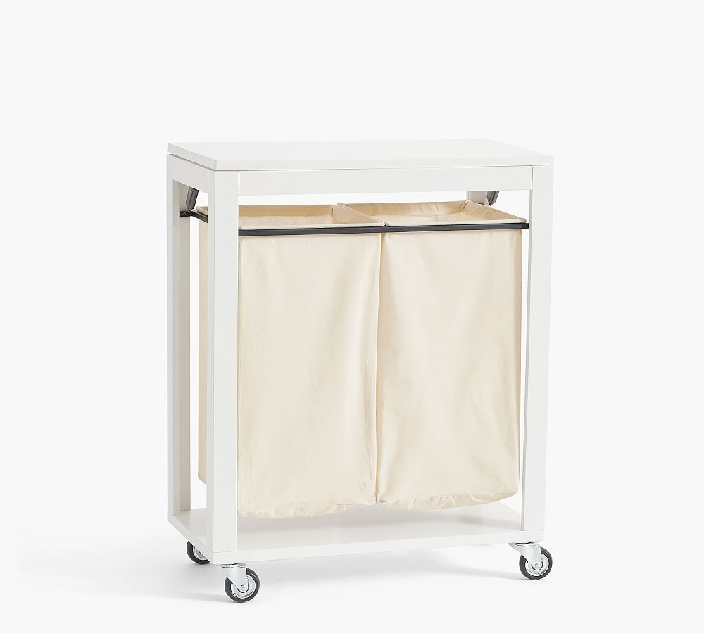Aubrey Laundry Cart, White, 27"W - Image 0