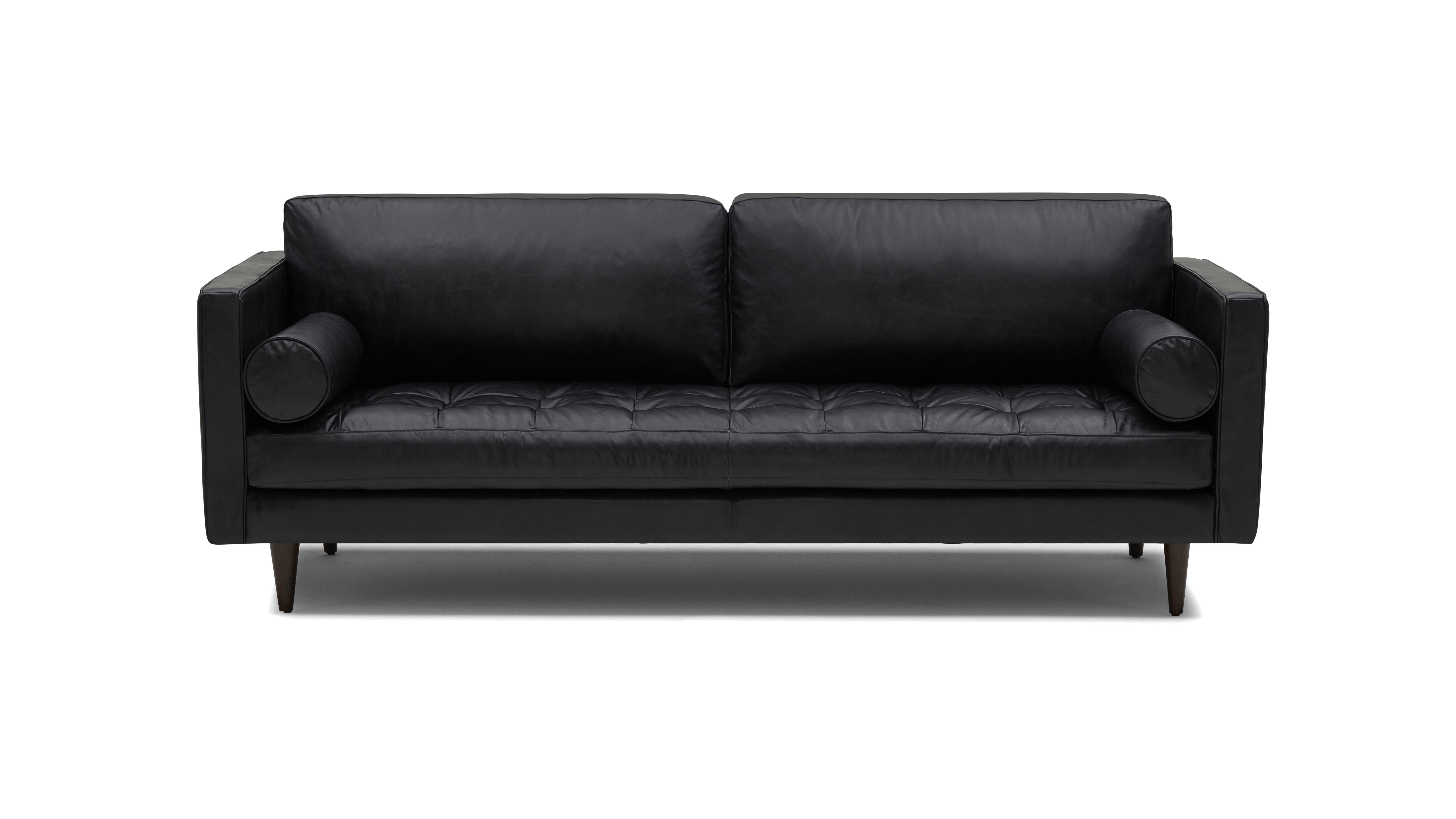 Black Briar Mid Century Modern Leather Sofa - Santiago Steel - Mocha - Image 0