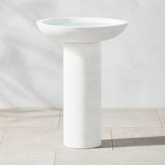 Flatform White Cement Birdbath - Image 0