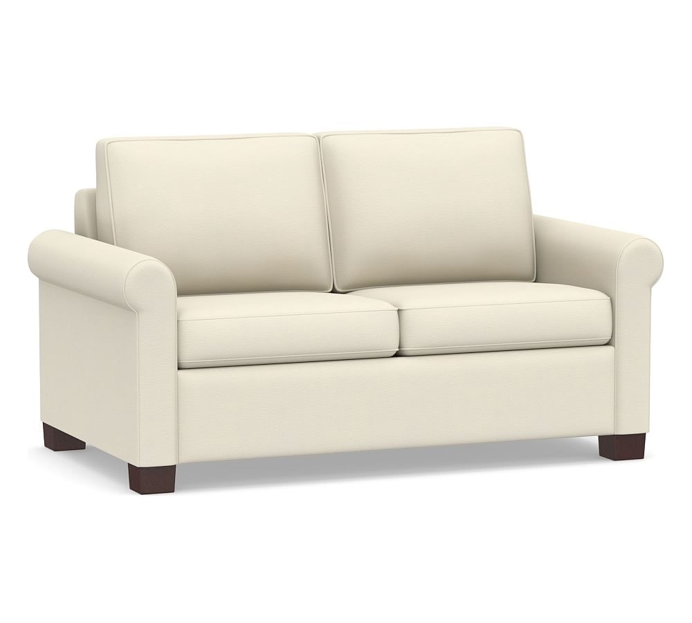 Cameron Roll Arm Upholstered Deluxe Full Sleeper Sofa, Polyester Wrapped Cushions, Park Weave Ivory - Image 0