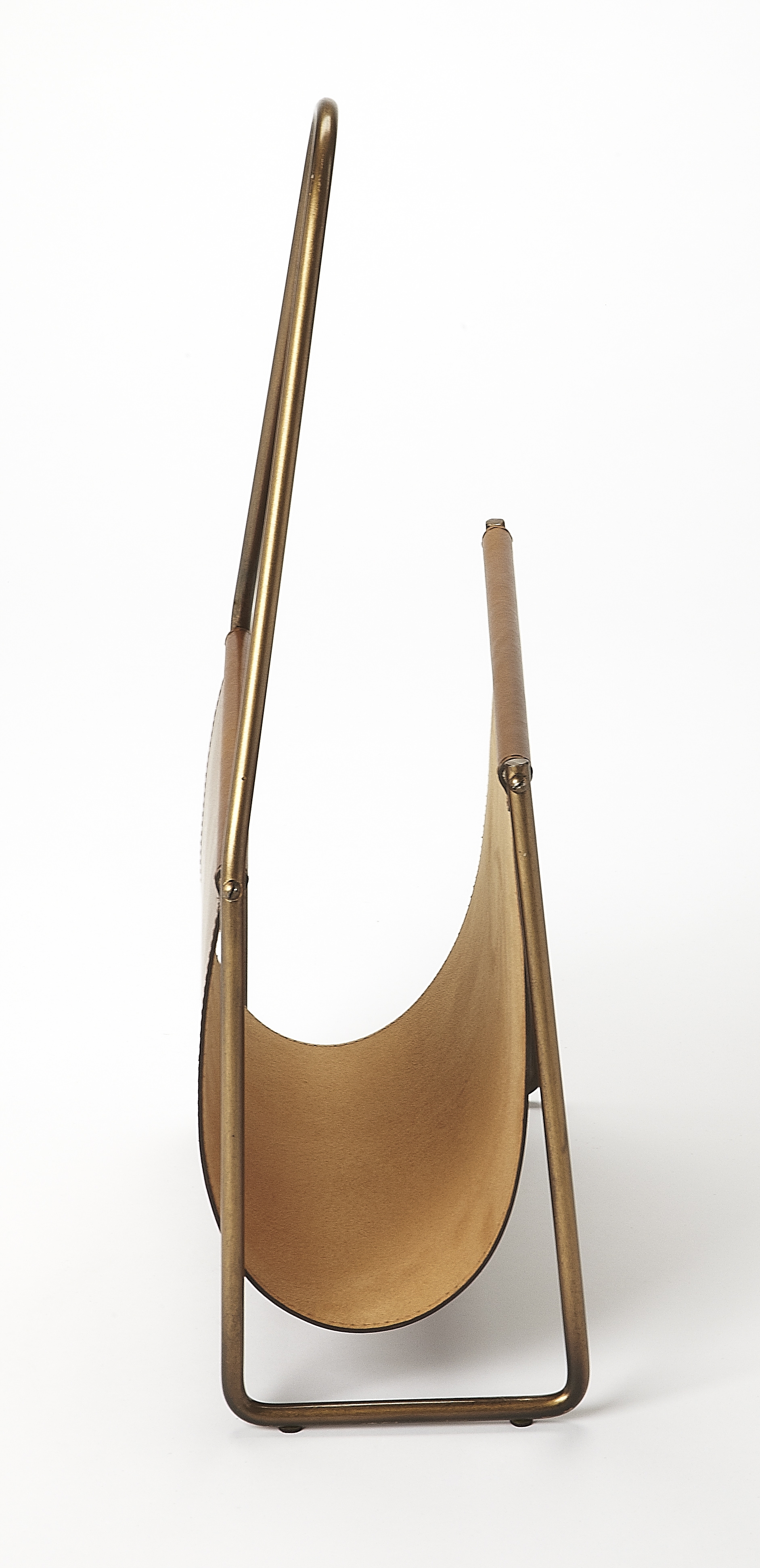 Rupert Brown Leather Magazine Basket - Image 2