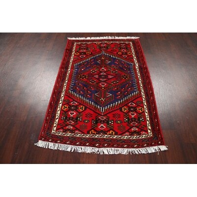 One-of-a-Kind Giorgia Hand-Knotted 3'2" x 4'9" Wool Area Rug in Red/Ivory - Image 0