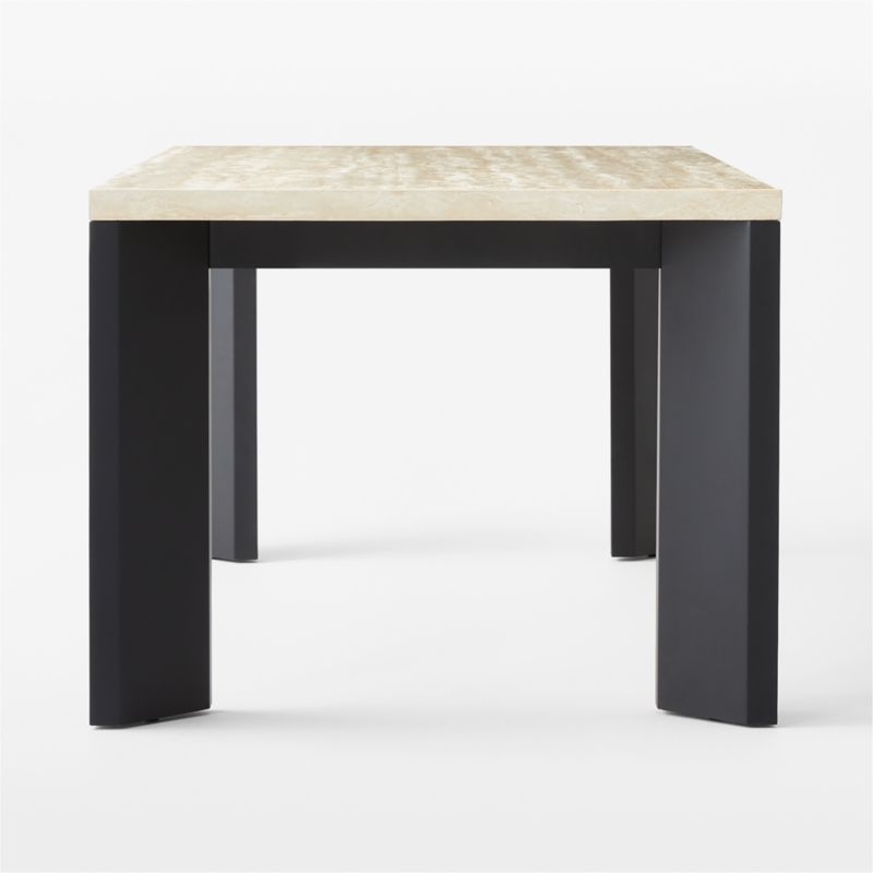 Sydney 72'" Rectangular Travertine Dining Table with Black Steel Legs - Image 3