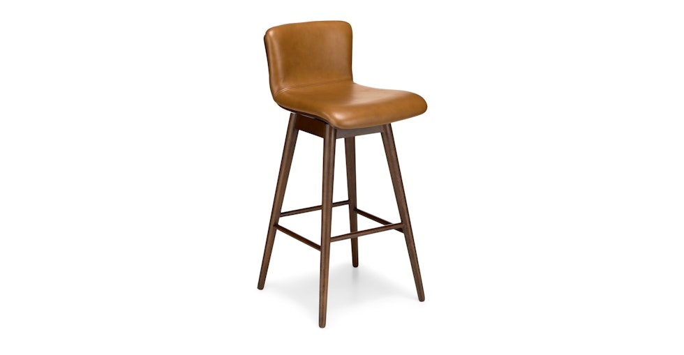 Sede Leather Swivel Bar Stool - Walnut and Toscana Tan - Image 0