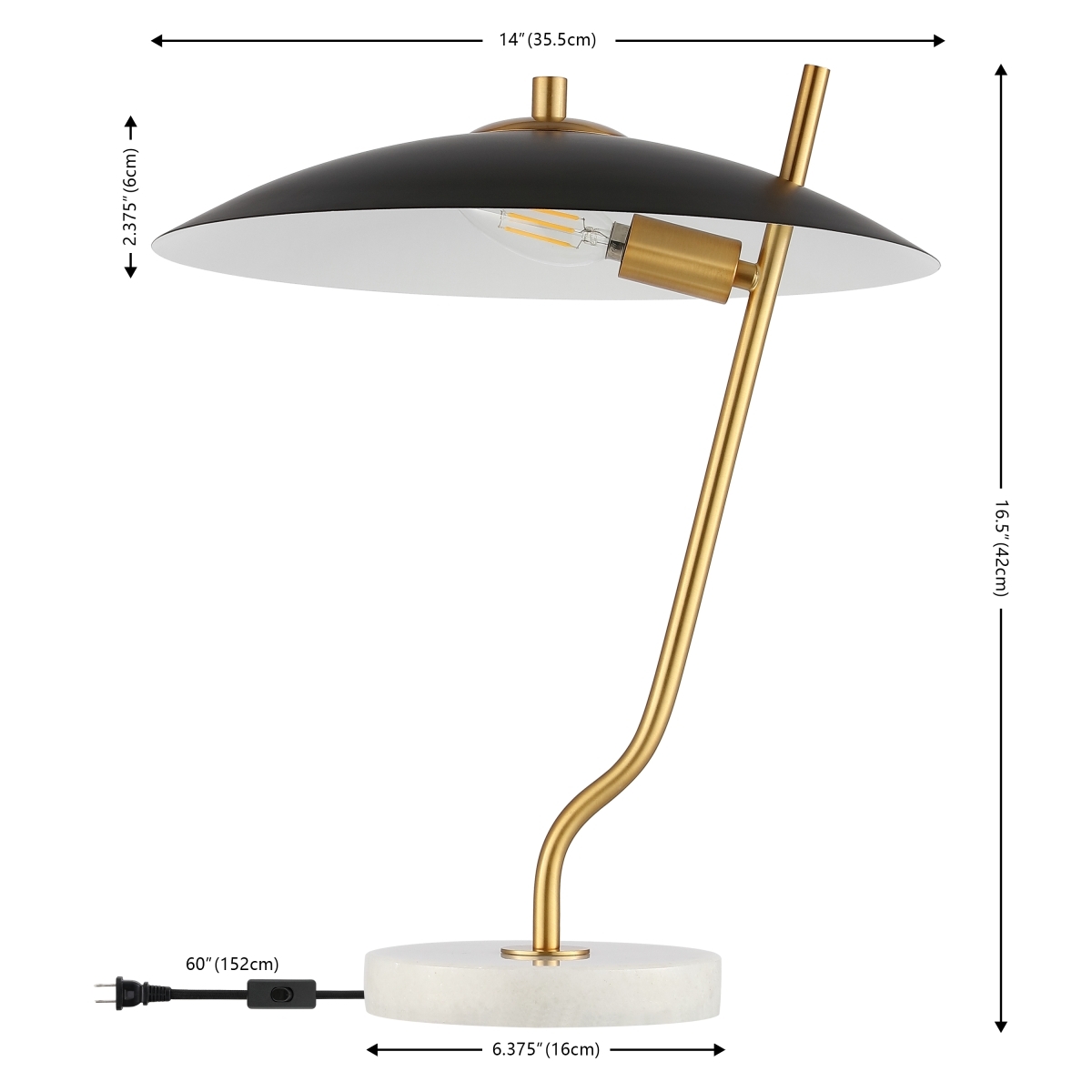 Studio 16.5 Inch Table Lamp - Black/Brass - Image 4