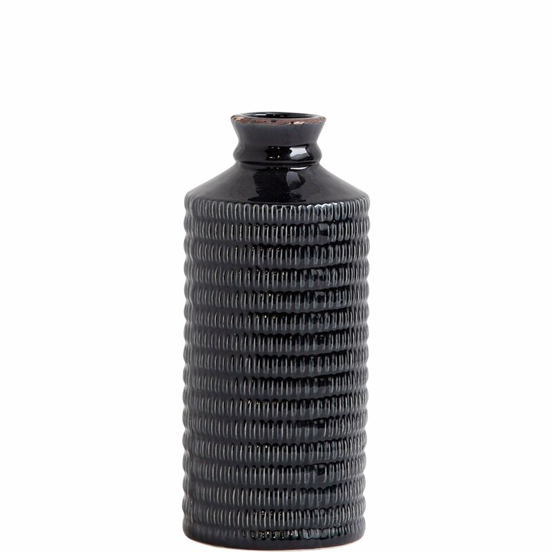 Alston Black Ceramic Table Vase Size: 17" H x 7" W x 7" D - Image 0