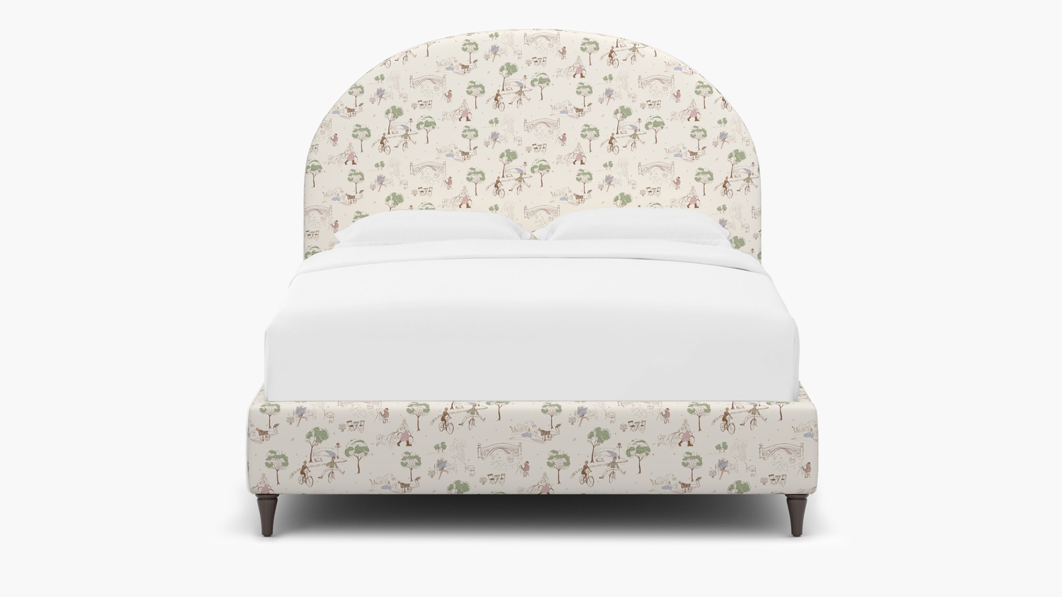 Demilune Bed, Multi Central Park Toile, Espresso Decorative Tapered Leg, Full - Image 0