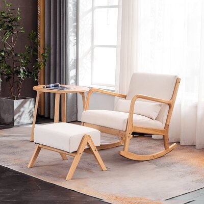 Ahvianna Reclining Rocking Chair with Ottoman, Beige - Image 1